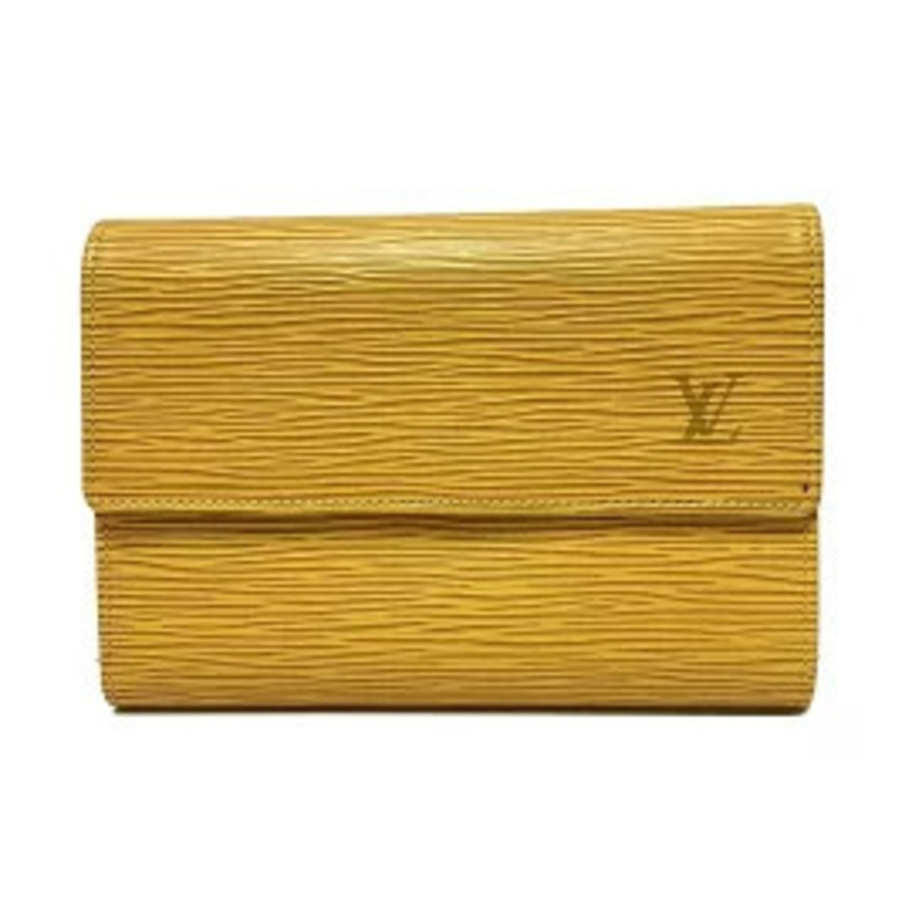 LOUIS VUITTON Portefeuille Tresor Etui Papier Tri fold Wallet Jaune Leather
